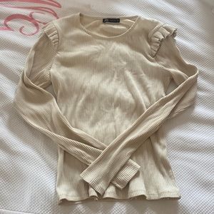Zara Long Sleeve Tee with Ruffle Sleeve